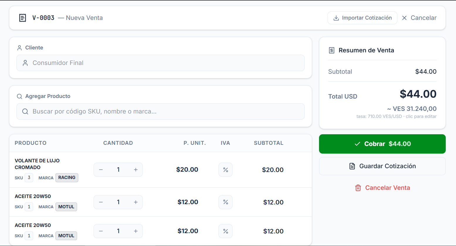 Registra ventas y compras rápidamente